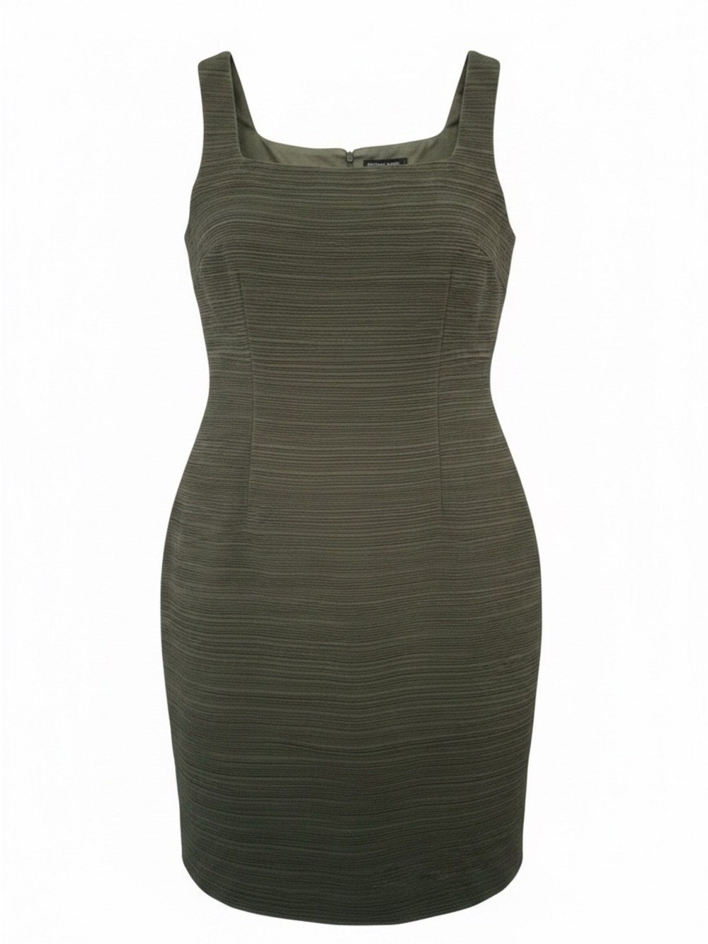 Talbots black sleeveless Square-Neck Midi Sheath Dress-16-ribbed knit fabric